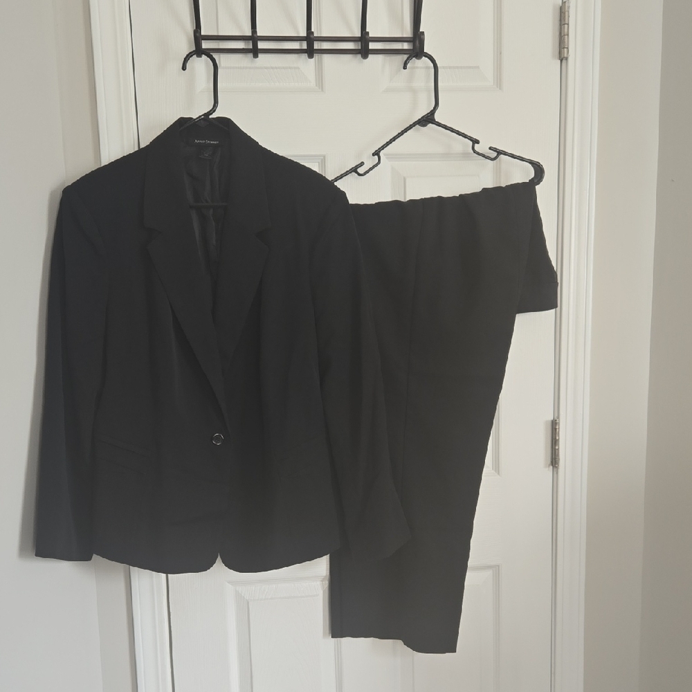 Ashley Stewart Black Women's Pantsuit Jacket & Skirt Set